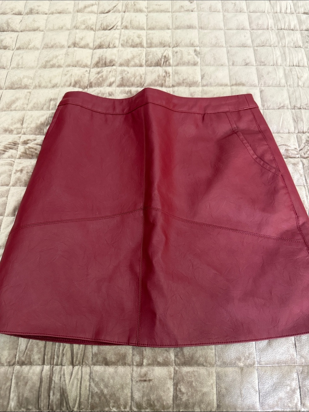 Altar'd State Burgundy Faux Leather Mini Skirt